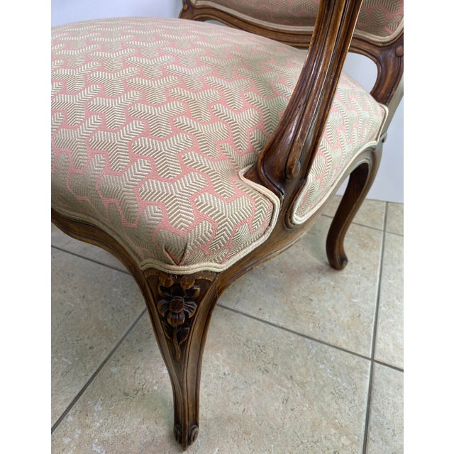 Pair of French Louis XV Style Beechwood Fauteuil Armchairs, Carved Frames For Sale In Miami - Image 6 of 12