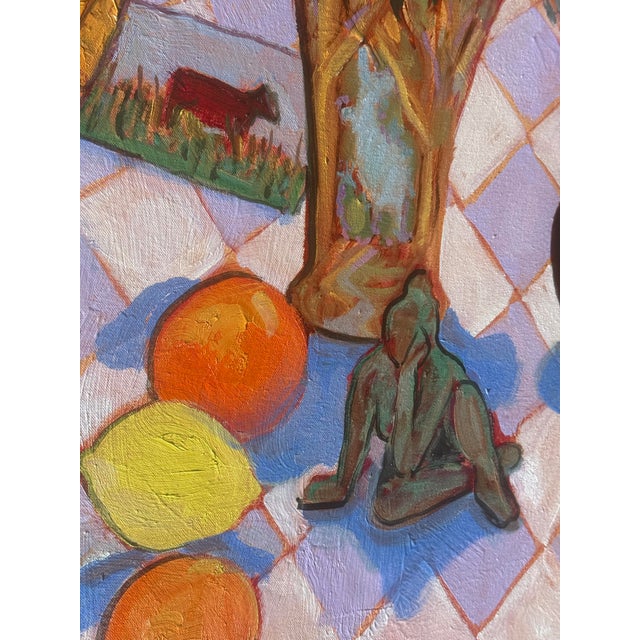 2020s Large Oil Interior With Still Life Table Hartman For Sale - Image 5 of 7