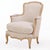 Each chair features a finely carved and painted wood frame with gracefully shaped arms, upholstered back, and generous...