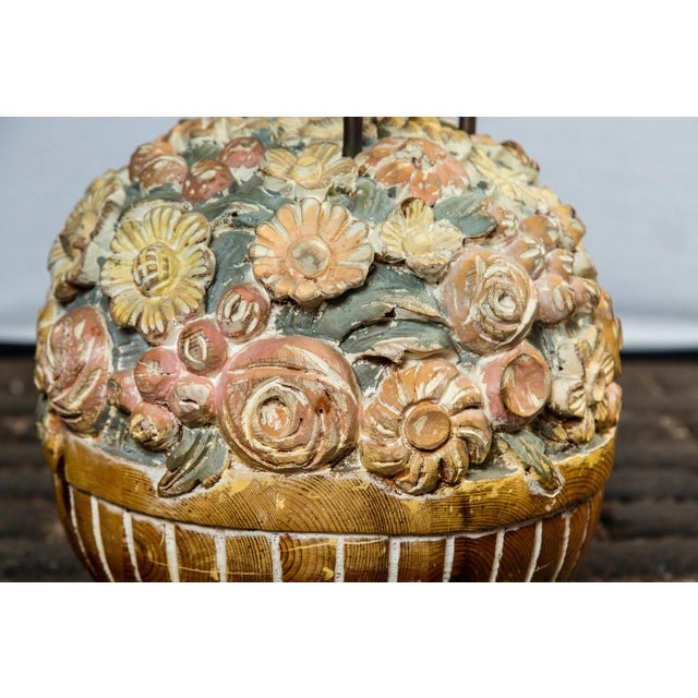 Hand Carved Wood Floral Ball Table by Sarreid Ltd For Sale - Image 9 of 11