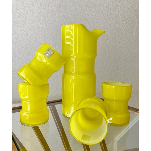 Mid 20th-Century Holt-Howard Neon Yellow Glass Cocktail Beverage Set - 5-Pieces For Sale - Image 4 of 13