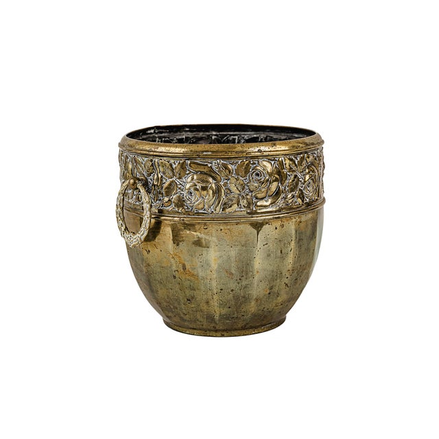 Art Deco Antique Art Deco Jugendstil Brass Jardiniere Planter Cachepot c.1920 For Sale - Image 3 of 11