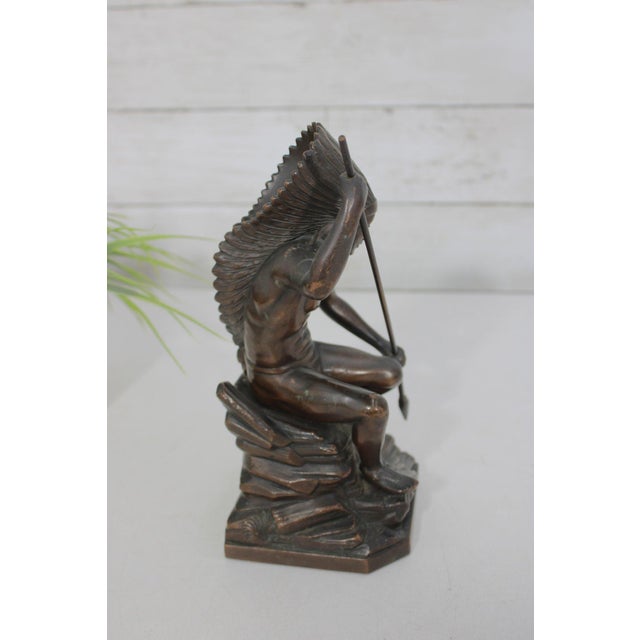Antique Jennings Brothers Native American War Chief Bronze-Clad Sculpture J.b. 2245 For Sale - Image 11 of 14
