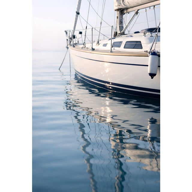 Sailboat Reflection Detail, Minimalist Coastal Art Print, 24″ × 36″ For Sale