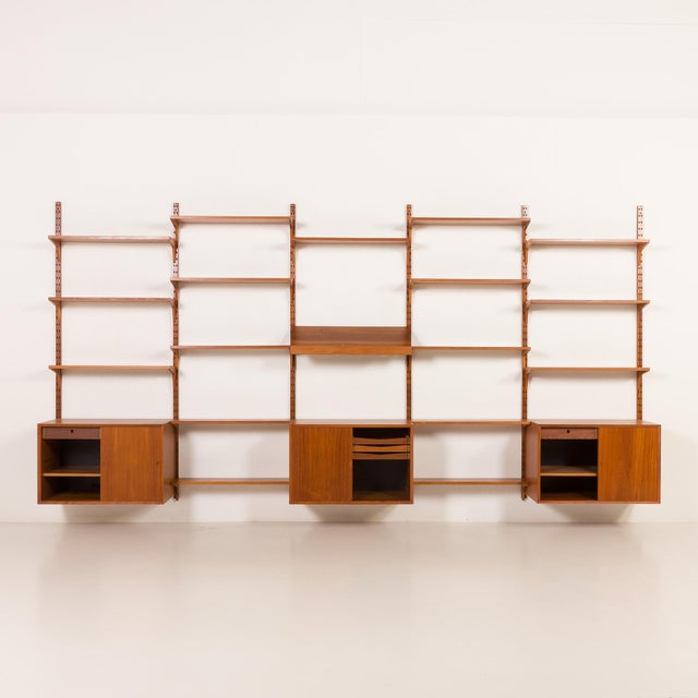 Wood Large Teak Wall Unit by Poul Cadovius for Cado, 1960s For Sale - Image 7 of 18