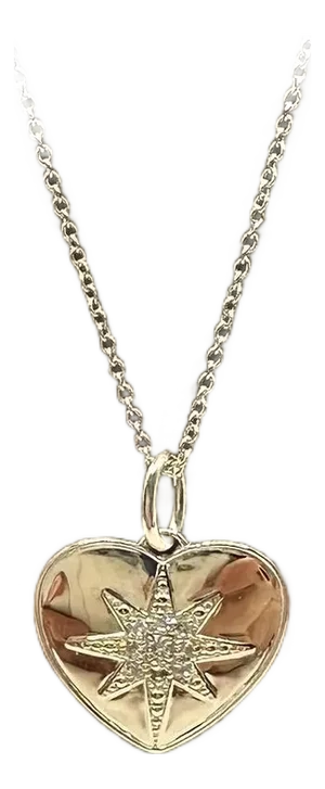 Diamond Heart Necklace in 10kt Yellow Gold – 0.07ctw Adjustable 15–17 Inches