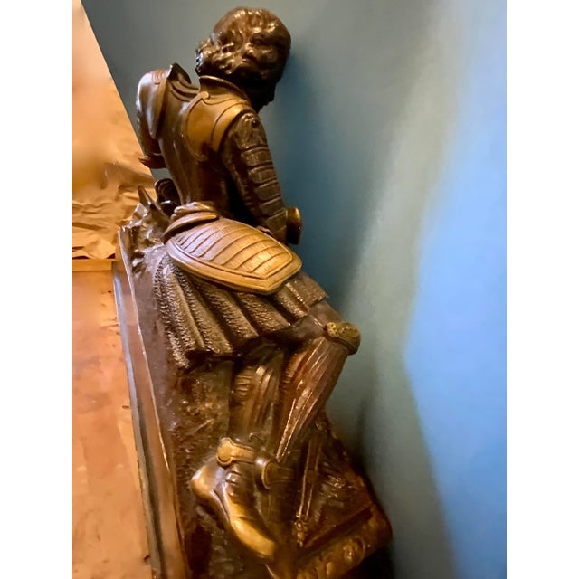 1950s Statue Mantle Clock, Mid-Evil Knight, Western Germany For Sale - Image 10 of 11