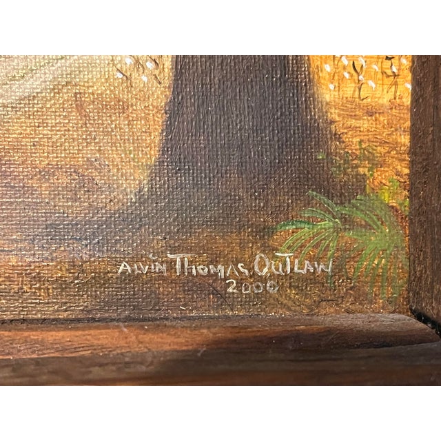 Textile Alvin Thomas Outlaw Original Southern Lowcountry Cabin Oil Painting, 2000 For Sale - Image 7 of 9