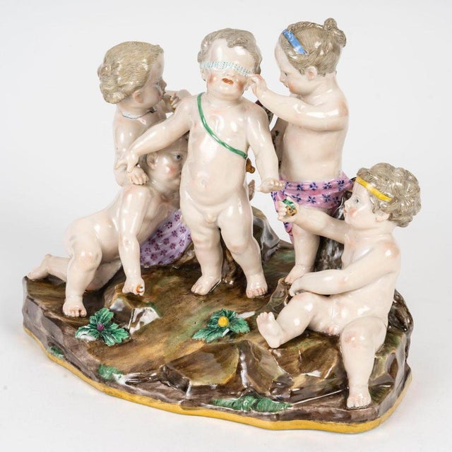 Napoleon III Sculpture Group in Porcelain from Meissen, 19th Century For Sale - Image 3 of 9