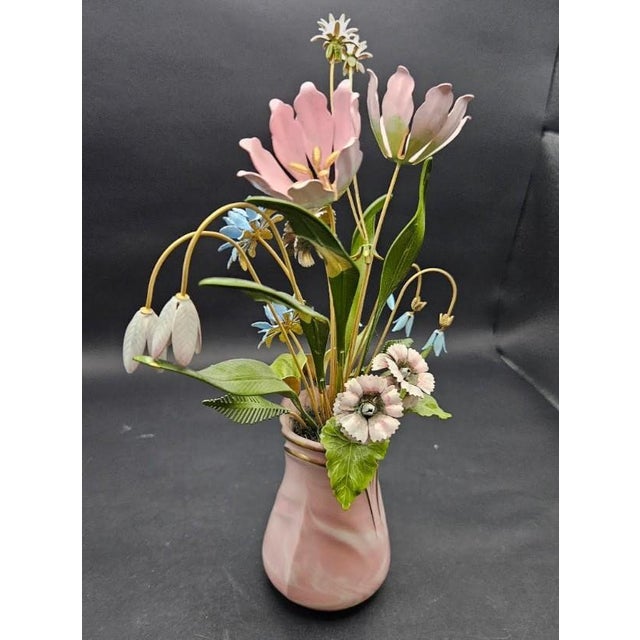 Vintage 1986 Imperial Palace Enameled Tole Flower Bouquet Igor Faberge Franklin Mint For Sale - Image 10 of 10