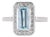 925 Sterling Silver Aquamarine Statement Ring With Diamond Halo, Size 7.5 For Sale