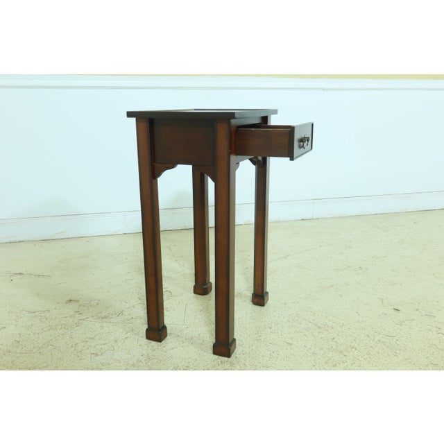 Chippendale Bombay Co 1 Drawer Chippendale Style Cherry End Table For Sale - Image 3 of 6