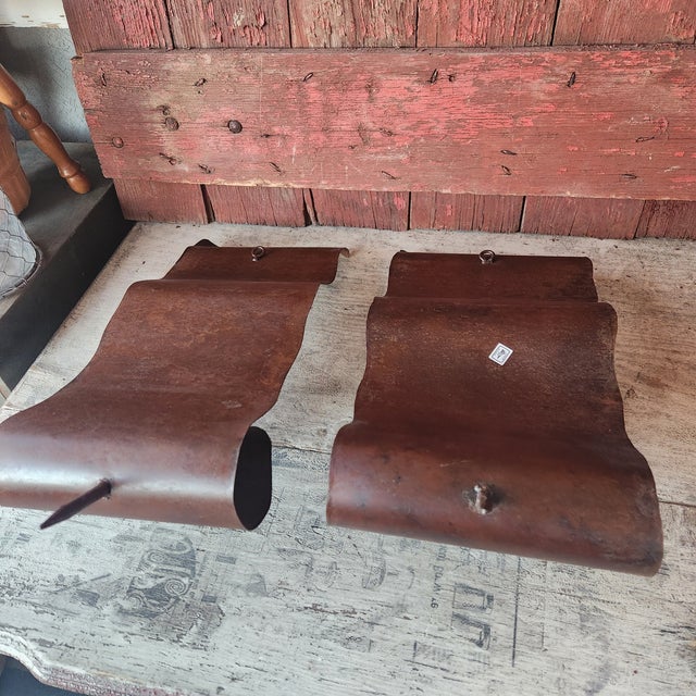 1970s Pair of Vintage Mexican Metal Wall Candle Sconces – 16"x8" Rustic Scroll Design - Rare For Sale - Image 10 of 14