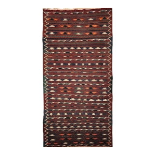 Vintage Moroccan Kilim Rug, Handwoven Wool, Geometric Design, 4' X 6' For Sale