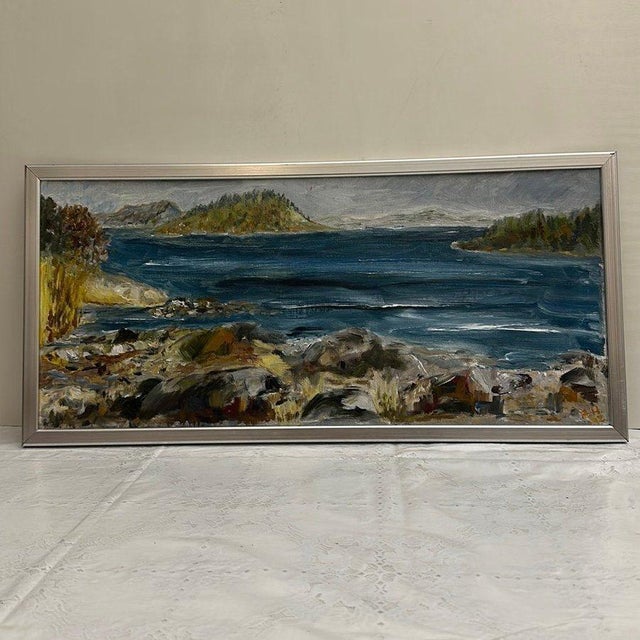 Mid-Century Modern Barbro Herlitz, Islands, 1970s, Oil on Panel, Framed For Sale - Image 3 of 16
