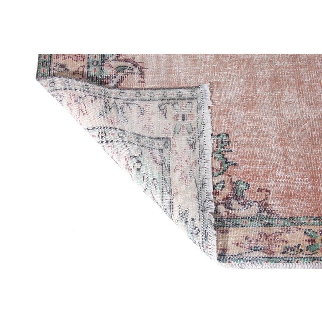 Turkish 19560s Vintage Hand-Knotted Distressed Oushak Rug - 5′10″ × 9′7″ For Sale - Image 3 of 6