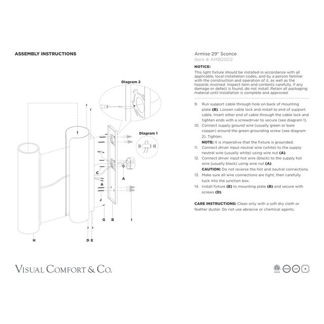 Anne-Marie Barton for Visual Comfort Signature Armise 29" Sconce in Matte Carbon with Nova Frost For Sale - Image 9 of 9