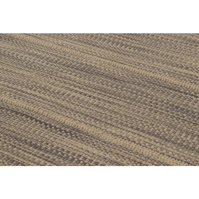 2010s Rug & Kilim’s Contemporary Kilim, Beige with Gray Textural Stripes For Sale - Image 5 of 9