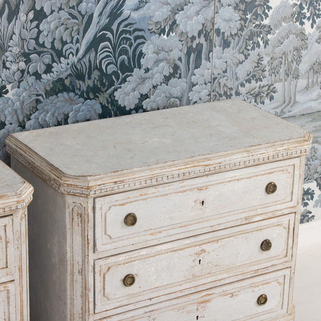 Pair of 19th C. Swedish Gustavian Painted Bedside Commodes For Sale - Image 11 of 18