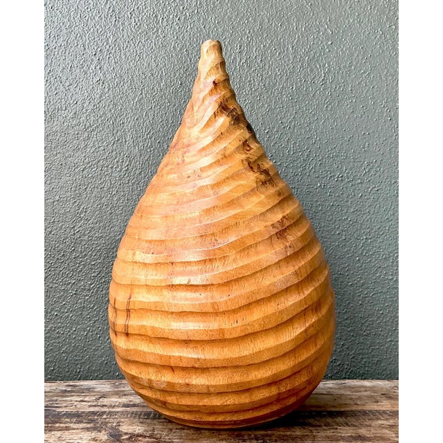 Vintage Natural Wood Teardrop Vase For Sale - Image 9 of 13