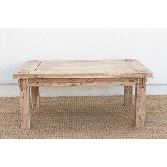 Tan Rustic Sun Bleached Teak Coffee Table For Sale - Image 8 of 9
