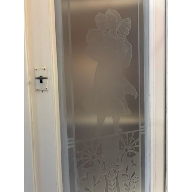 Late 20th Century Vintage Cottage Style Etched Glass Cabinet Armoire For Sale - Image 12 of 12