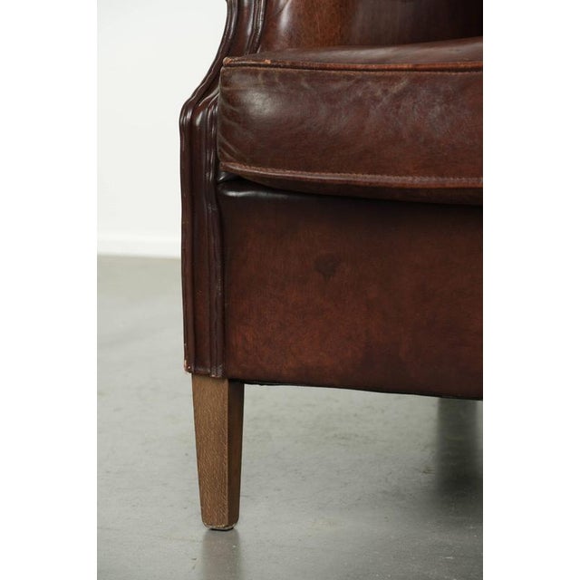 Sheepskin Wing Armchair with Warm Chestnut Color For Sale - Image 11 of 12