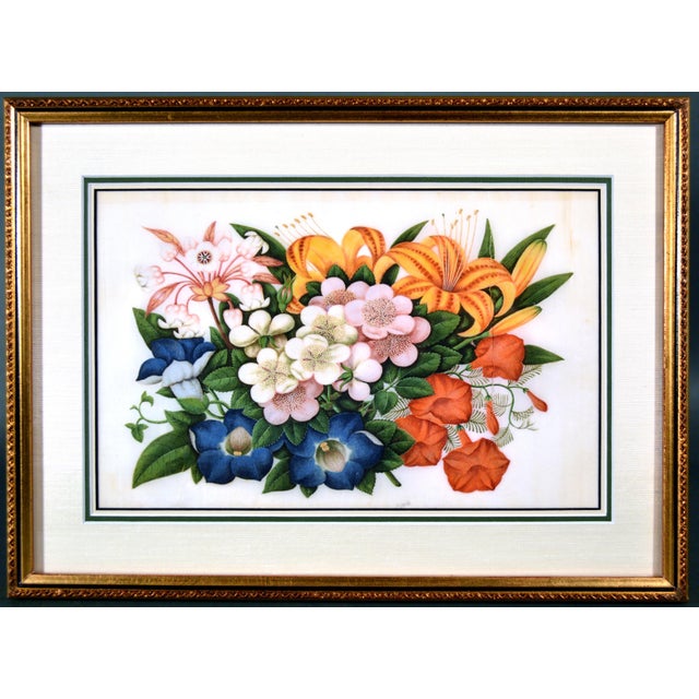 Paper Sunqua China Trade Pith Paper Paintings, Set of Six Still Lifes of Fruit, Vegetables and Flowers For Sale - Image 7 of 7