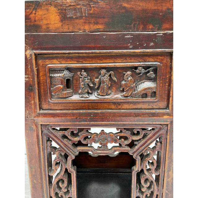 Antique Asian Carved Wood Altar Console Table For Sale - Image 9 of 13