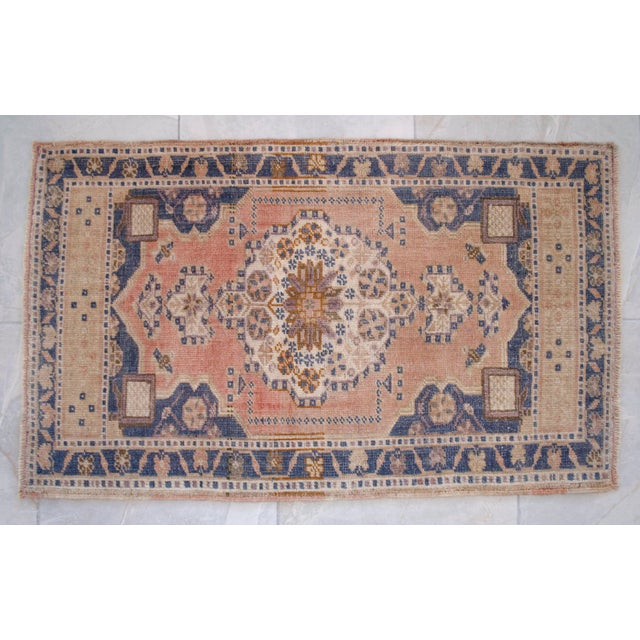 1970s Hand Knotted Small Oushak Rug Decorative Doormat Entry Decor- 1'11" X 3'3" For Sale - Image 14 of 14