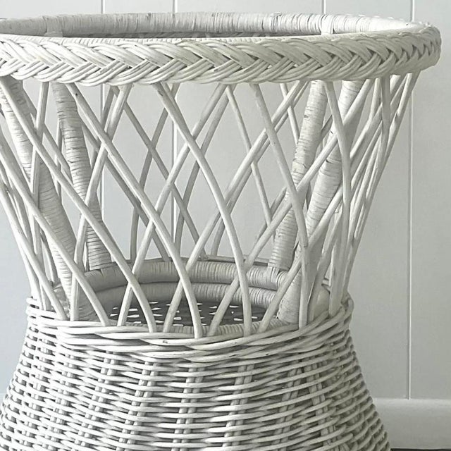 Late 20th Century Vintage Coastal Rattan Dining Table Pedestal For Sale - Image 11 of 16