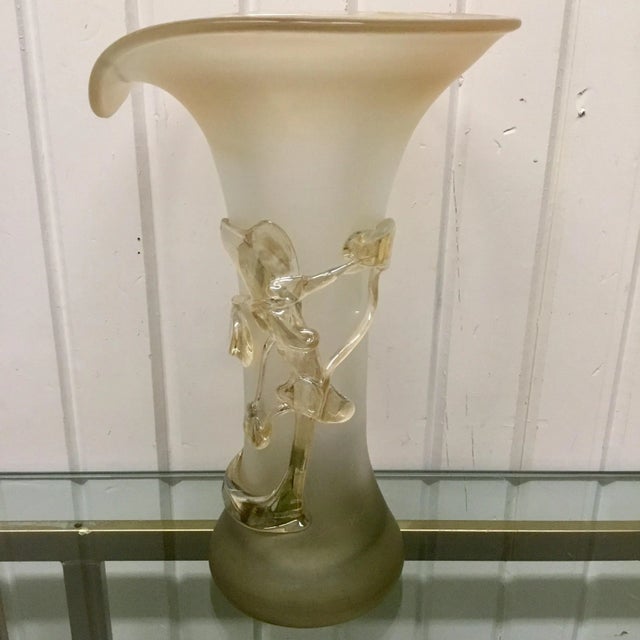 Mid-Century Modern Iridescent Cherries Art Glass Vase in Citrine For Sale - Image 3 of 8