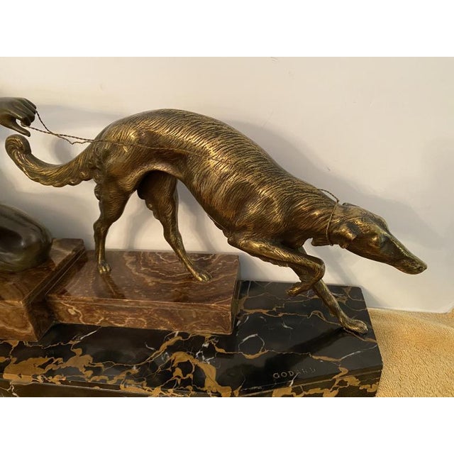 Armand Godard 1920's French Art Deco "Huntress With Borzoi" For Sale - Image 4 of 6