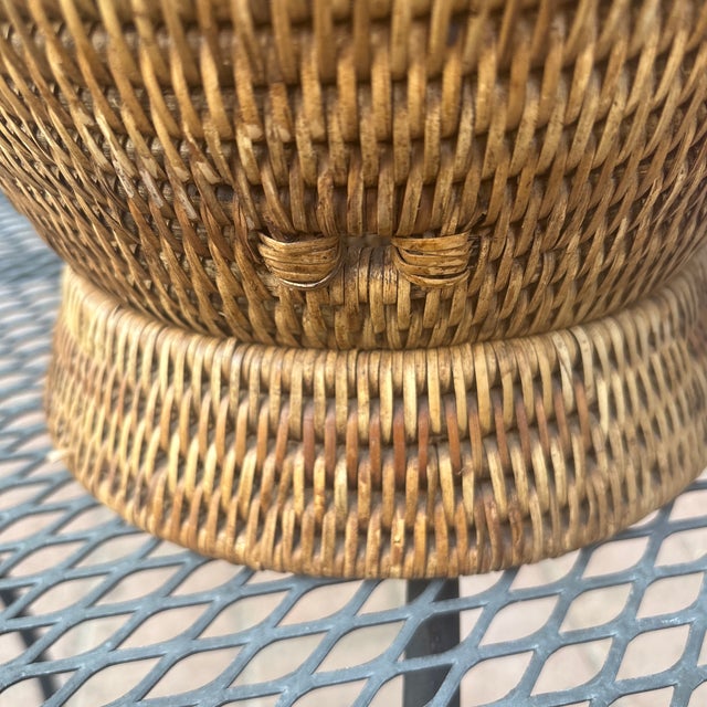 Boho Chic 1980s Southeast Asian Urn Style Basket For Sale - Image 3 of 3