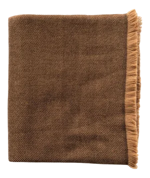 Contemporary Studio Variously Handwoven Merino Dark Brown, Ochre Shade Twill Hay Throw