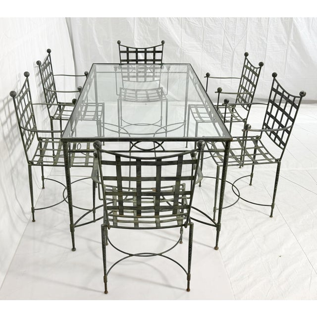 1970s 1970s Mario Papperzini for Salterini Iron Patio Dining Set, 6 Chairs & Matching Table, Attributed For Sale - Image 5 of 18