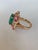 Set in 18k Rose Gold, Emerald, Pink Sapphires & Rose Cut Diamonds Cocktail Ring, Size 6.5 For Sale - Image 4 of 12