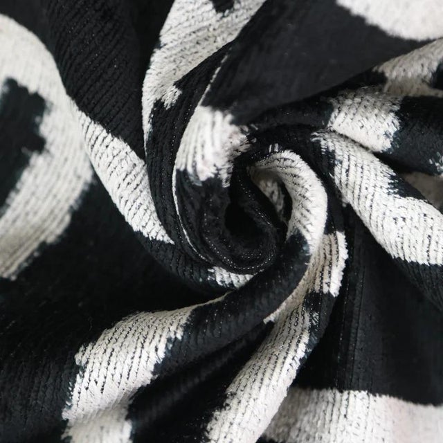 Textile Luxury Black & White Geometric Velvet Pillow 16x24 – Handmade Silk Lumbar Cushion For Sale - Image 7 of 8