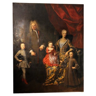 Lucia Casalini Torelli, Portrait of the Italian Noble Family of Zanardi, 1740, Oil on Canvas For Sale