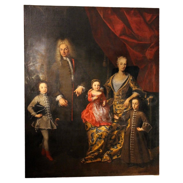 Lucia Casalini Torelli, Portrait of the Italian Noble Family of Zanardi, 1740, Oil on Canvas For Sale