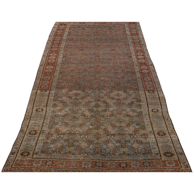 Traditional Rust 19th Century Handmade Persian Malayer Wool Rug With Allover Motif For Sale - Image 3 of 7