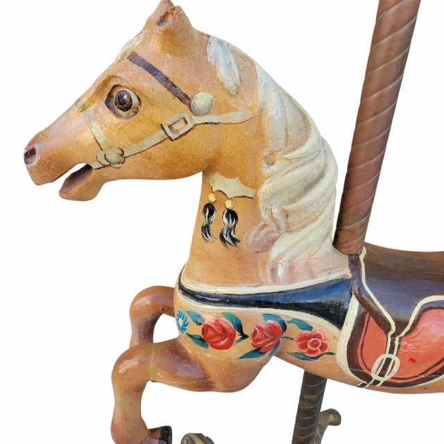 Vintage Painted Wood Carousel Horse For Sale - Image 10 of 10