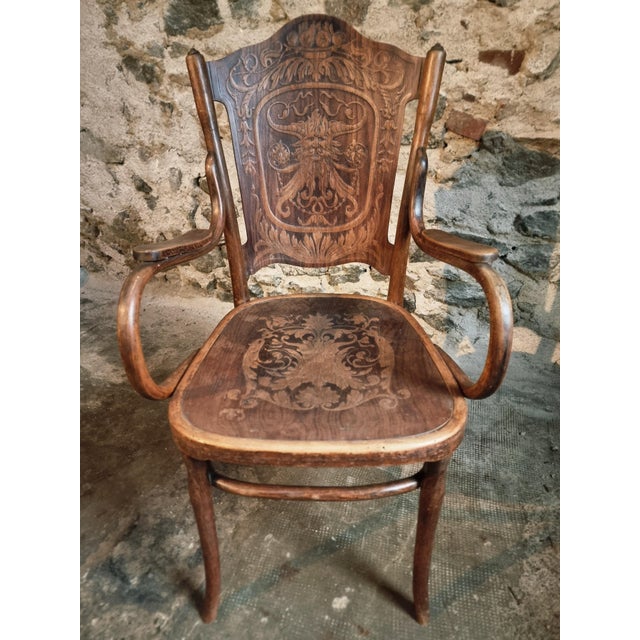 Antique Bentwood Armchair by Jacob & Josef Kohn, Vienna, Austria, 1900s For Sale - Image 12 of 15