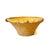 Large antique French tian terracotta bowl featuring a bright yellow or honey-colored glaze. This wide bowl has a pouring...
