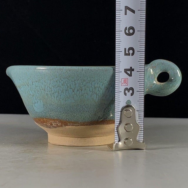 Ceramic Chinese Turquoise Glazed Porcelain Pouring Bowl With Handle For Sale - Image 7 of 9