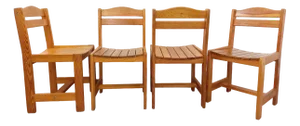 Vintage Pine Chairs, 1970s, Set of 4
