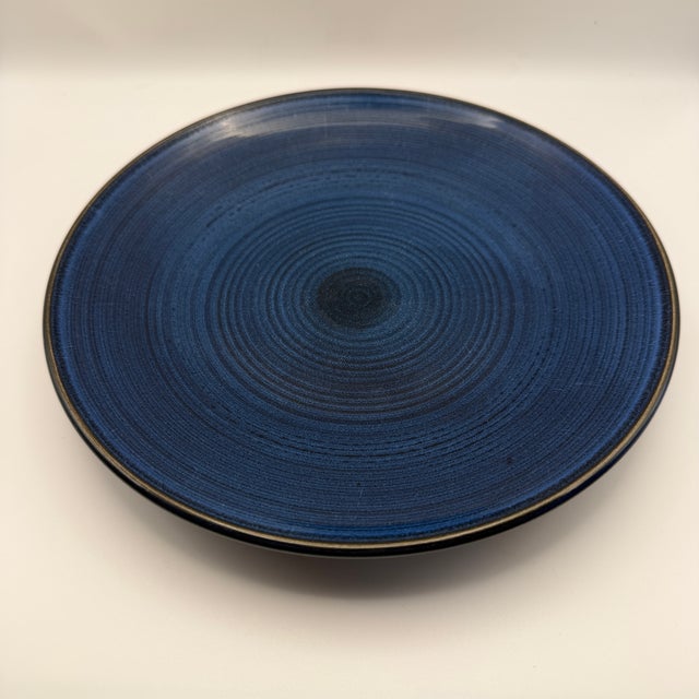 Thomas O'Brien Vintage Modern Blue Stoneware Dinner Plate, Set of 3 For Sale - Image 10 of 17