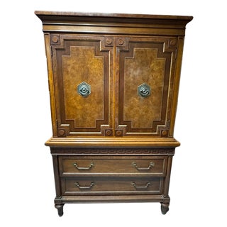 Vintage Thomasville Greek Key Armoire in the Hollywood Regency Style, C. 1970s For Sale