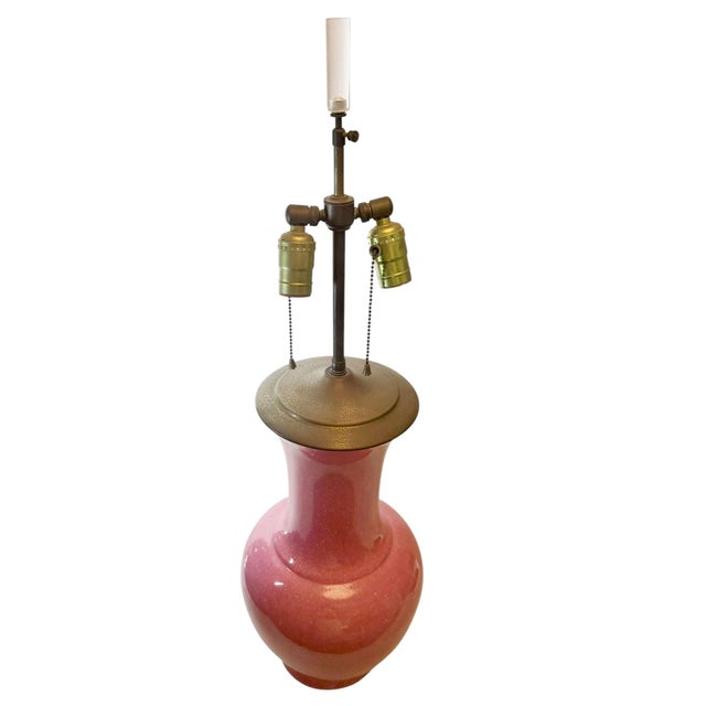1950s Pink Chinese Hollywood Regency Lamp For Sale - Image 4 of 9