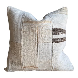 Vintage Turkish Hemp Rug Pillow 21" X 21" With Down Insert For Sale